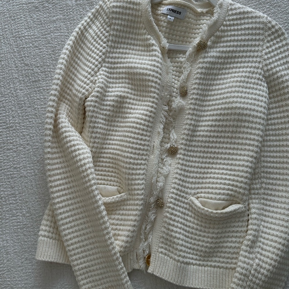 Express Ivory Textured Cardigan